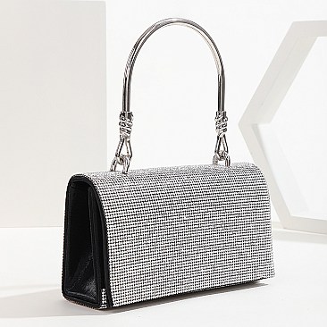 Rhinestone Metal Handle Clutch Handhold