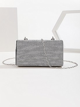 Rhinestone Metal Handle Clutch Handhold