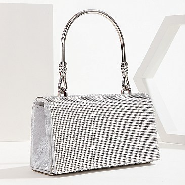 Rhinestone Metal Handle Clutch Handhold