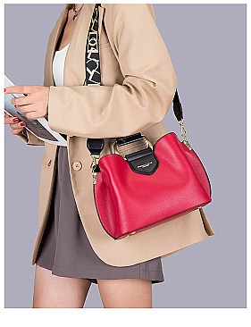 2 in 1 METAL HANDLE SATCHEL BAG & WALLET