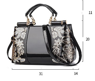 Amazing Quality Patent / Embroidery Glossy Satchel