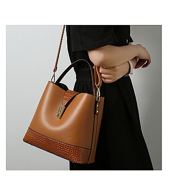 Flap Accented Bucket Hobo Bag