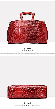 V & Key Accent Crocodile Top Handle Quality Satchel