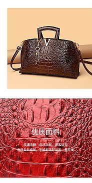 V & Key Accent Crocodile Top Handle Quality Satchel