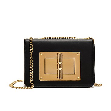 Metal Accent Chain Strap Fancy Sholuder Bag