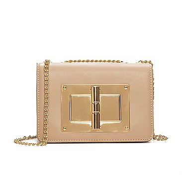 Metal Accent Chain Strap Fancy Sholuder Bag