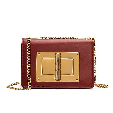 Metal Accent Chain Strap Fancy Sholuder Bag