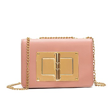 Metal Accent Chain Strap Fancy Sholuder Bag