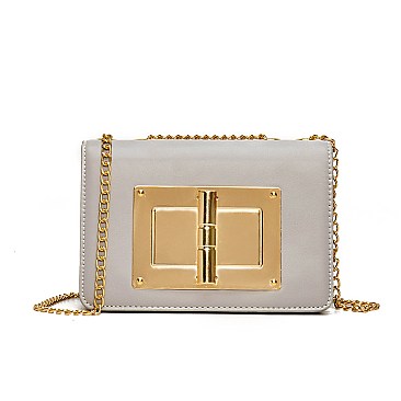 Metal Accent Chain Strap Fancy Sholuder Bag