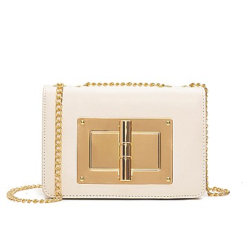 Metal Accent Chain Strap Fancy Sholuder Bag