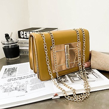 Metal Accent Chain Strap Fancy Sholuder Bag