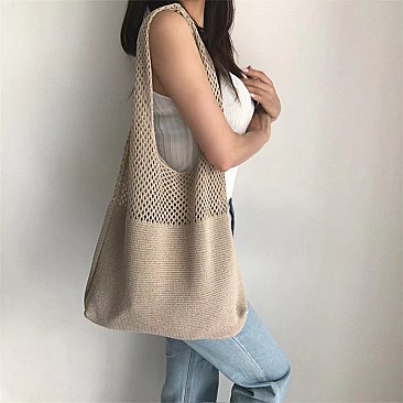 Soft Woven Tall Tote Shopping Bag