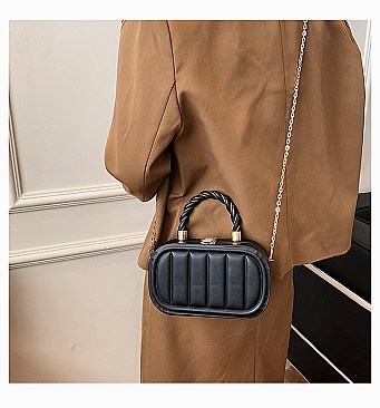 Boxy Shape Top Handle Satchel / Cross-Body Bag