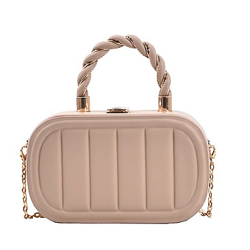 Boxy Shape Top Handle Satchel / Cross-Body Bag