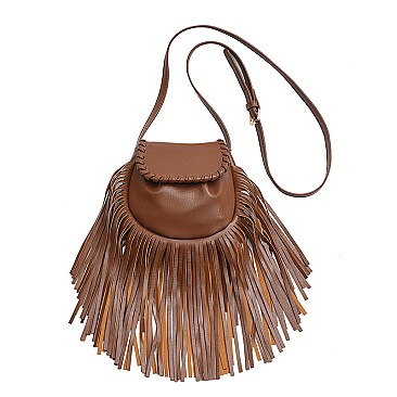 Flap Top Fringed Cross Body