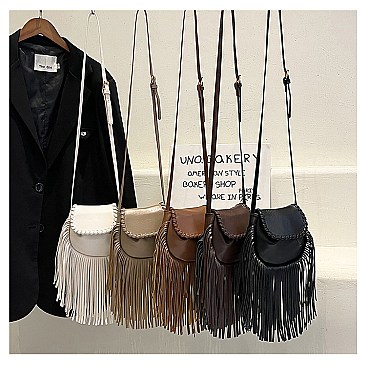 Flap Top Fringed Cross Body