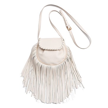 Flap Top Fringed Cross Body