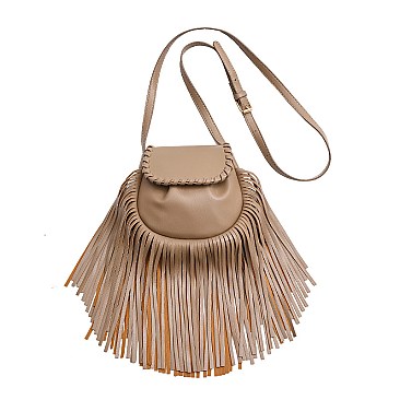 Flap Top Fringed Cross Body