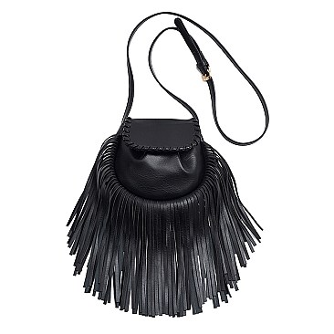 Flap Top Fringed Cross Body