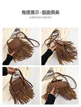 Flap Top Fringed Cross Body