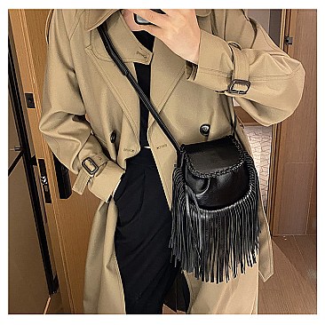 Flap Top Fringed Cross Body