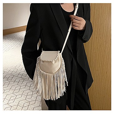 Flap Top Fringed Cross Body