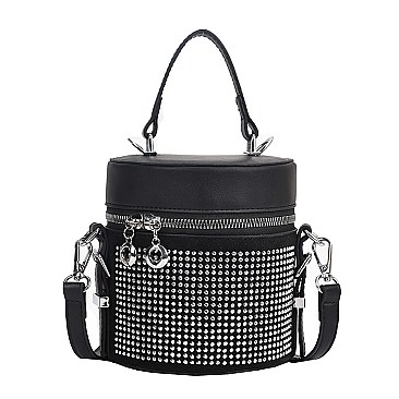 RHINESTONE BUCKET SATCHEL - CROSS-BODY