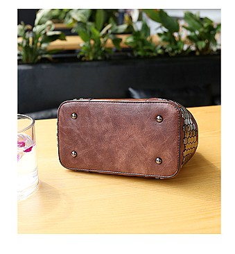 Stud Decorated Boston Doctor Shape Satchel