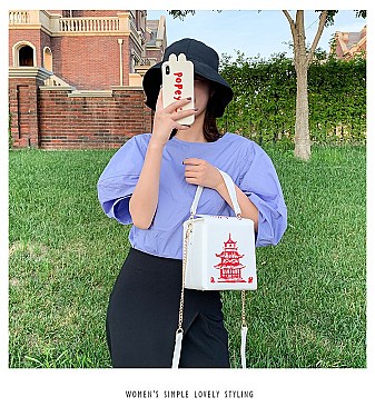 Chinese Food Box Figure Cross Body