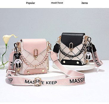 Fashion Crossbody Bag with Bear Key-Chain