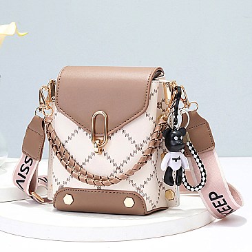 Fashion Crossbody Bag with Bear Key-Chain