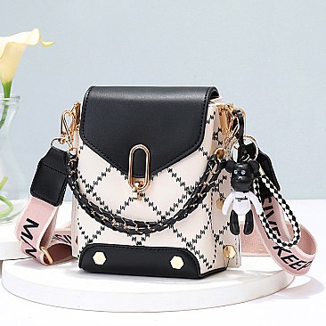 Fashion Crossbody Bag with Bear Key-Chain