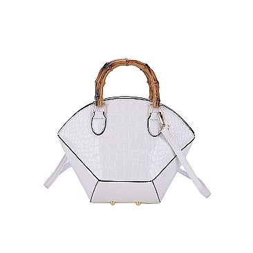 Crocodile Bamboo Handle Satchel