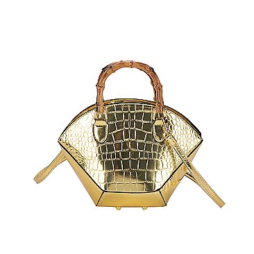 Crocodile Bamboo Handle Satchel