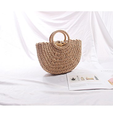 Woven Straw Satchel Bag