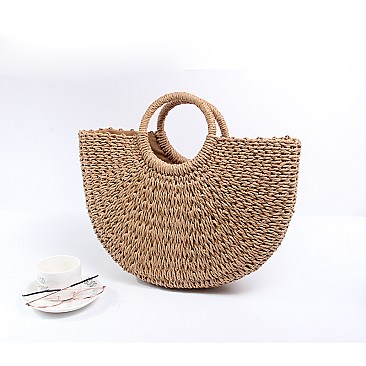 Woven Straw Satchel Bag