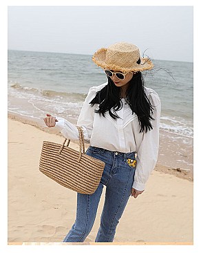 Stylish Natural Woven Draw String Tote