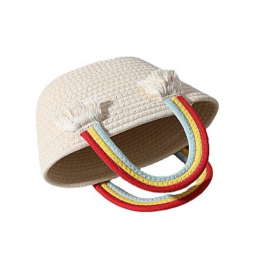 Rainbow Handle Trendy Straw Bag