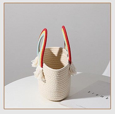 Rainbow Handle Trendy Straw Bag