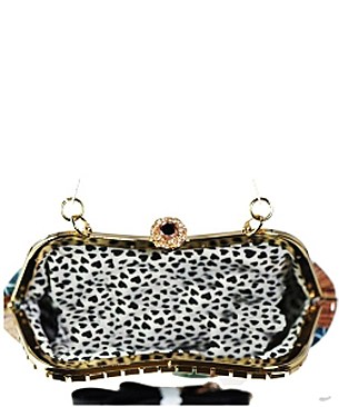 Obama Magazine Print - Fashion Magazine Print Faux Patent Leather Handbag With Gold Embellishment...