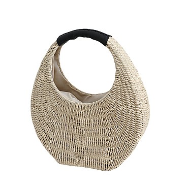 Knitted Straw Carry Satchel Basket Bag