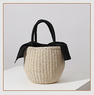Pearl Glasses Icon Straw Bucket Bag