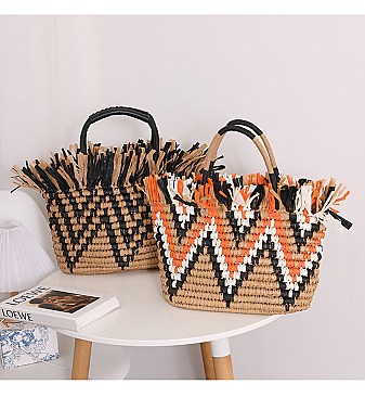 Fashion Whole Straw Print Tote Bag