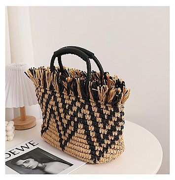 Fashion Whole Straw Print Tote Bag