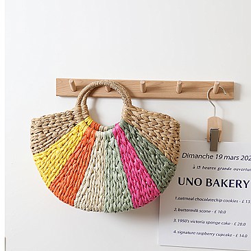 Multi Color Straw Weave Summer Beach Bags