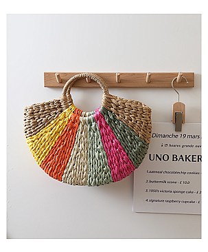 Multi Color Straw Weave Summer Beach Bags