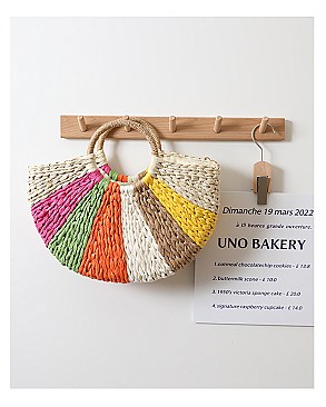 Multi Color Straw Weave Summer Beach Bags