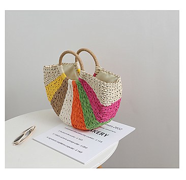 Multi Color Straw Weave Summer Beach Bags