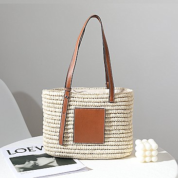 Adjustable Handle Boutique Quality Straw Tote