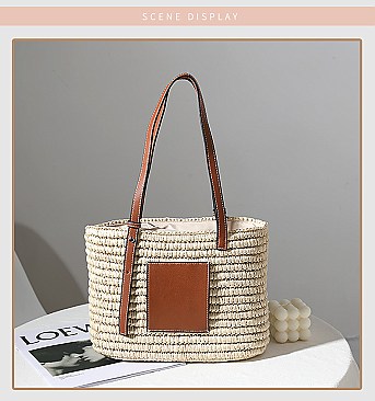 Adjustable Handle Boutique Quality Straw Tote